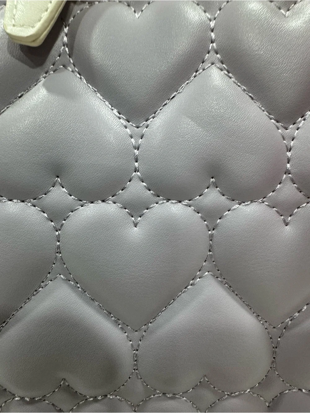 NWT Heart-Quilted Lavender and White Tote Bag by Betsey Johnson